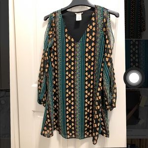 Slit long sleeve blouse